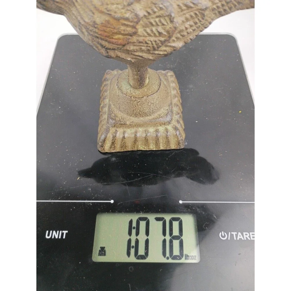Cast Iron Bird On Pedestal Perch Figurine Statue Decor Paperweight